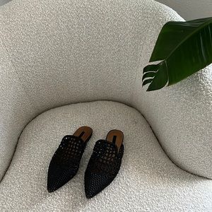 Top Shop Brand. Black woven slip on flats. Size 37 (6.5 US) great for work.